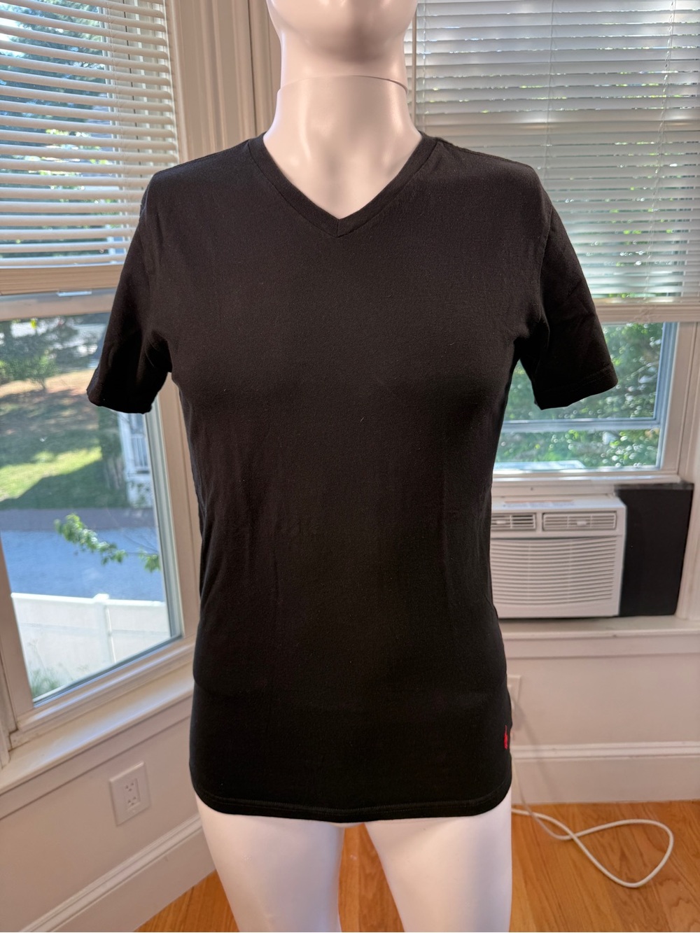 Polo Ralph Lauren Black Slim Fit V-Neck T Shirt Mens Medium Cotton Tee